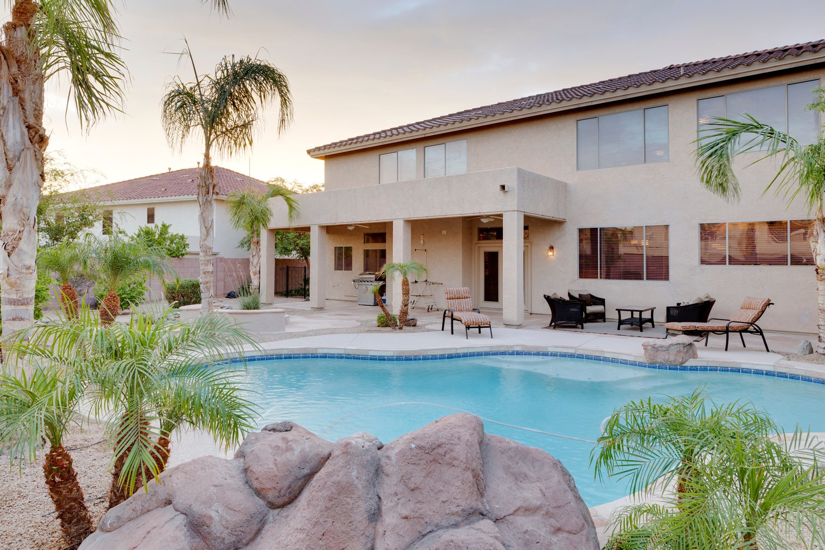 Desert home backyard.